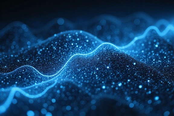 A futuristic graphic representing data flowing and connecting, symbolizing innovation and technological advancement.