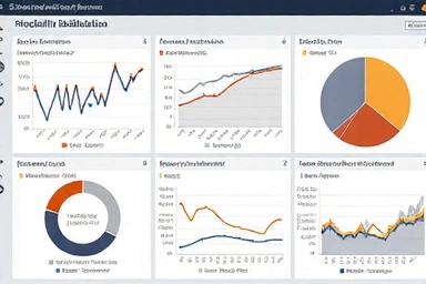 Data analytics dashboard with charts and graphs