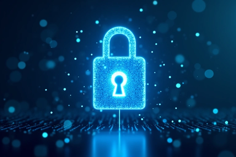 Digital privacy concept with a padlock icon on a screen