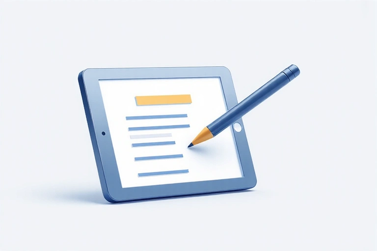 Digital contract signing with a pen on a tablet